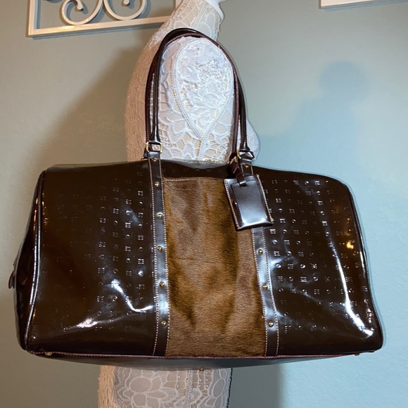 Arcadia Bags Rare Vintage Arcadia Xl Duffel Patent Calf Hair